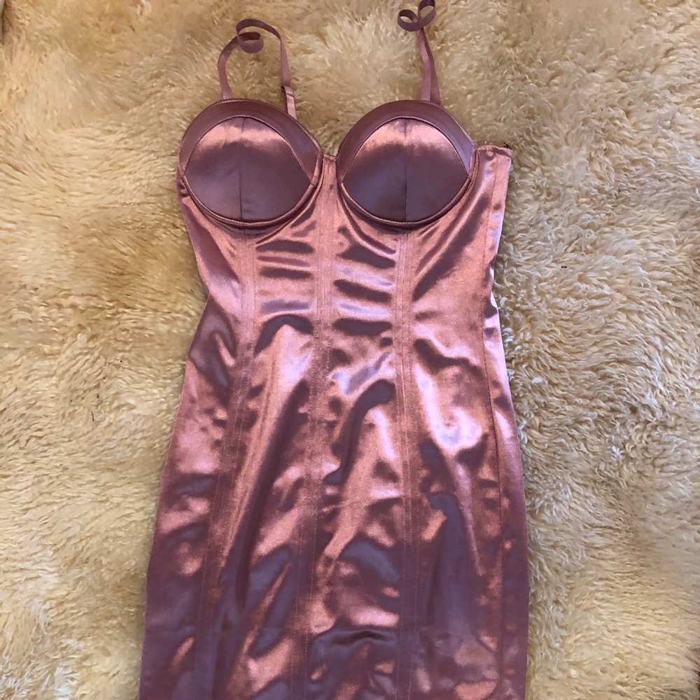 Shiny pink slip inspired dress